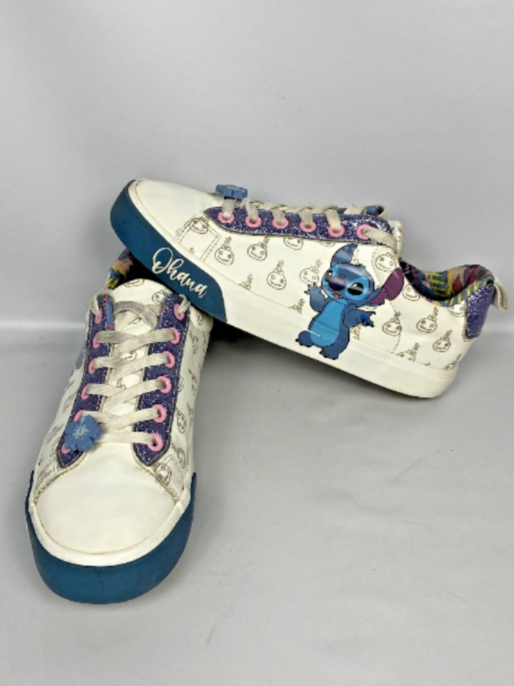 Disney Stitch Shoes Size 6 Low Top Lace Up Sneaker Blue/White Ohana GroundUp